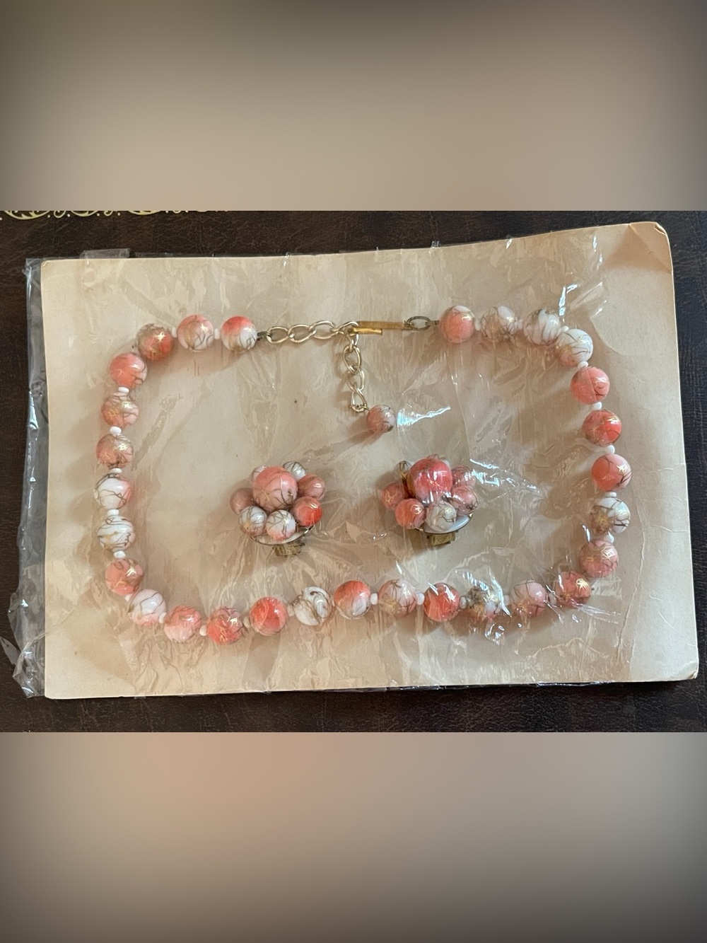 NOS Western Germany European Exchange System Clip-On Earrings & Necklace Set